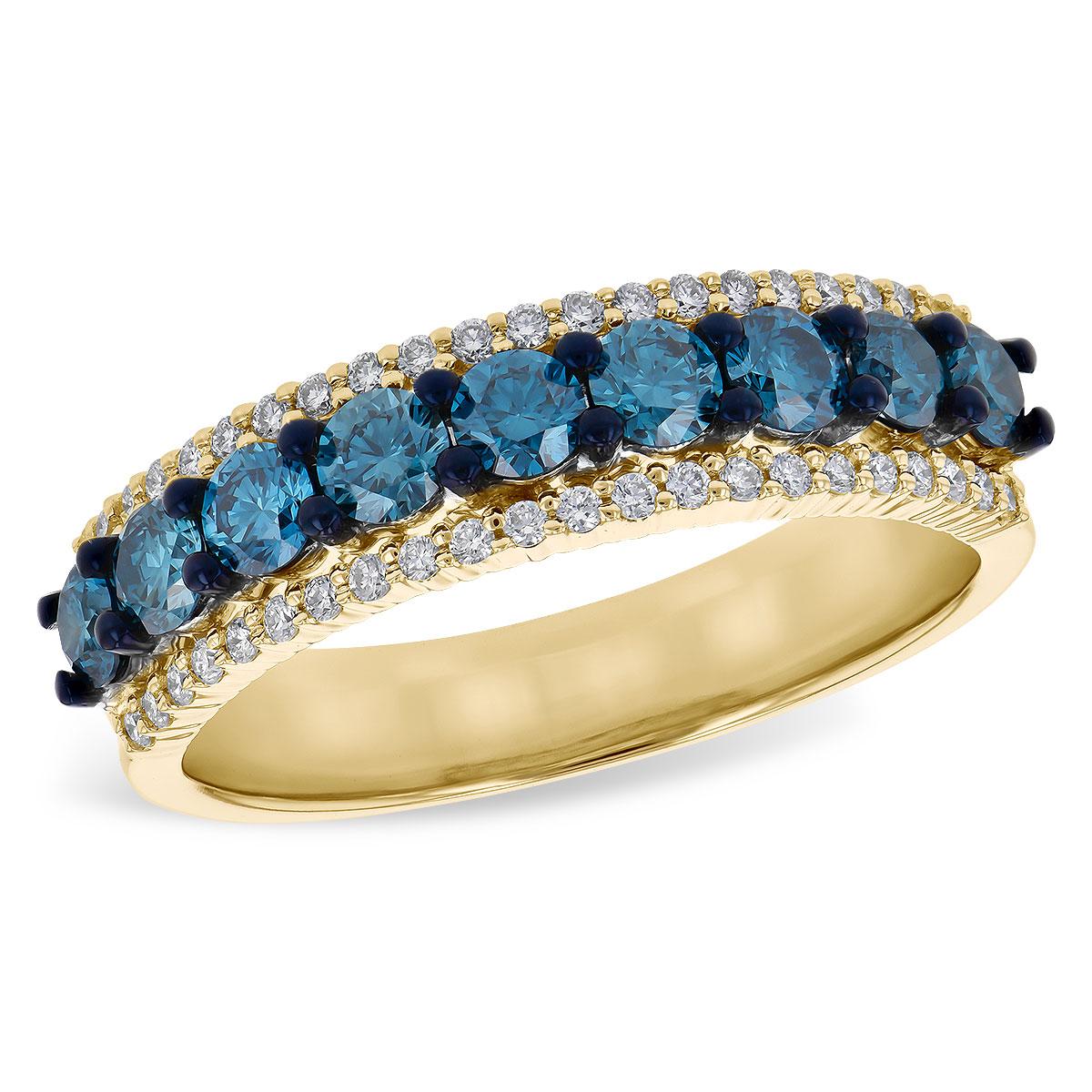 14KT Gold Ladies Blue Diamond Wedding Ring