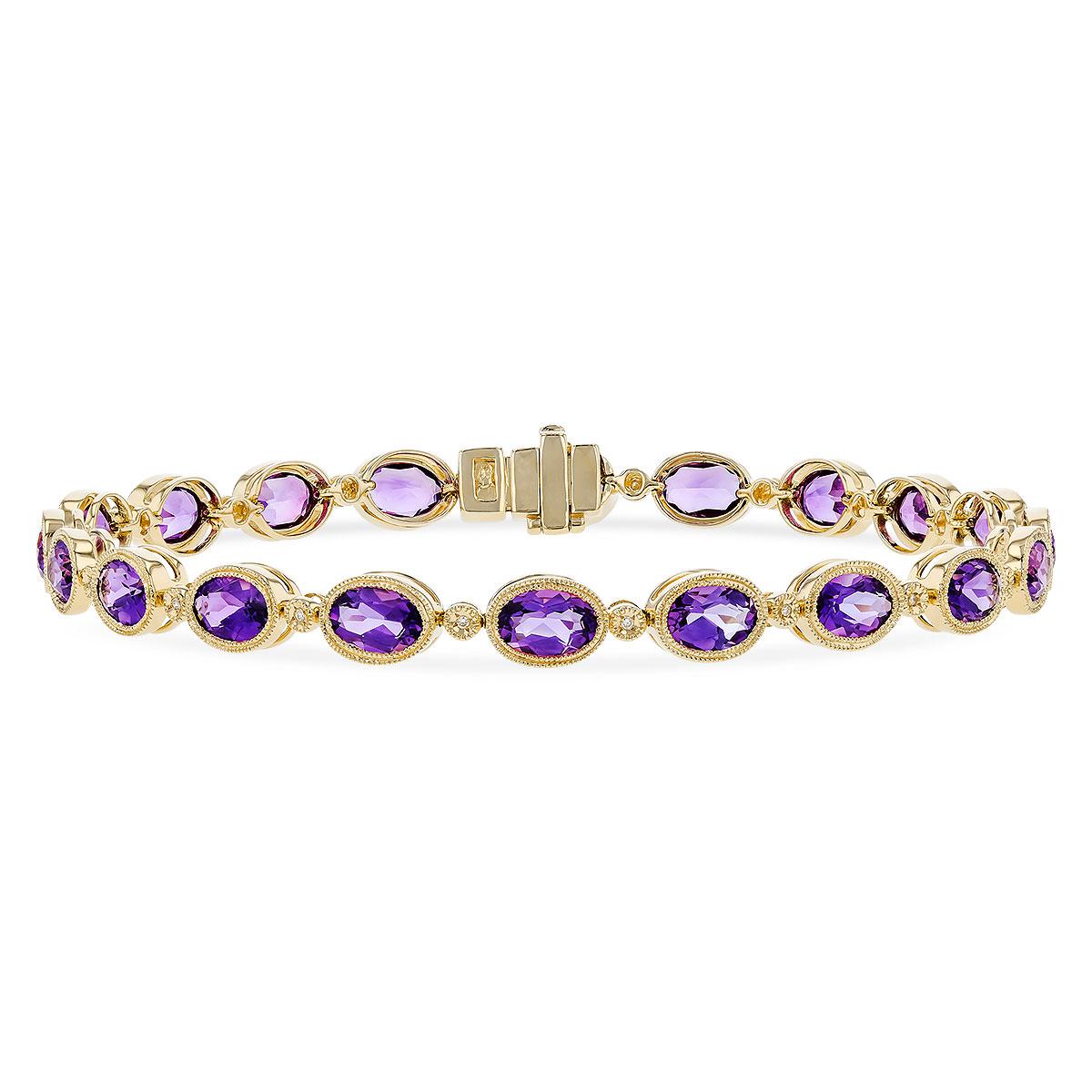 14KT Gold Amethyst Bracelet