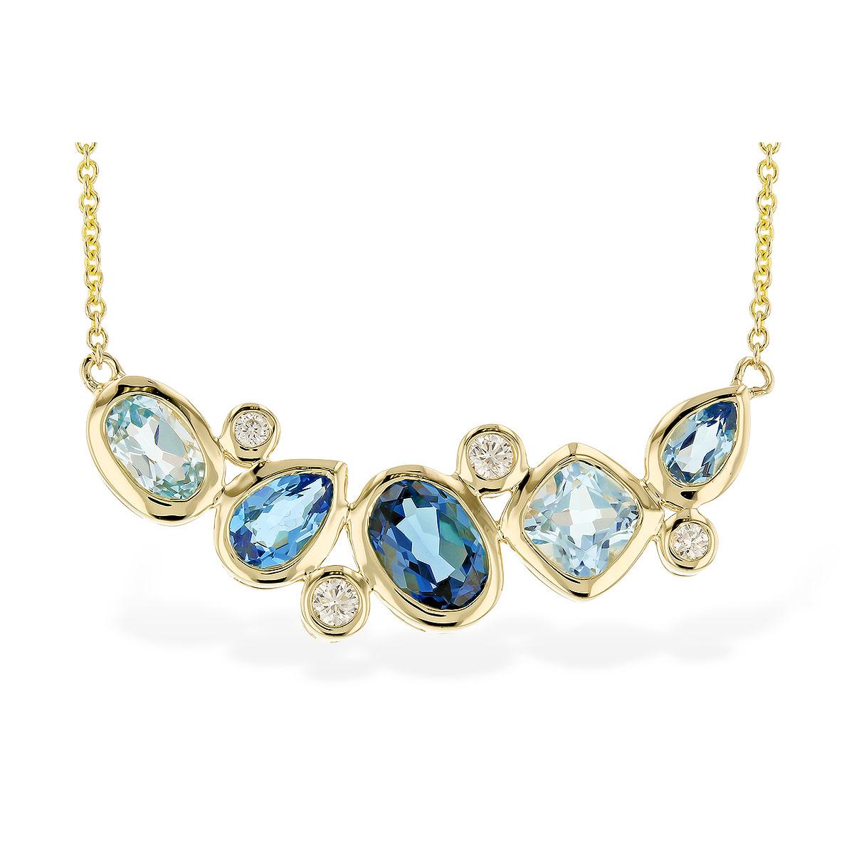 14KT Gold Blue Topaz Necklace