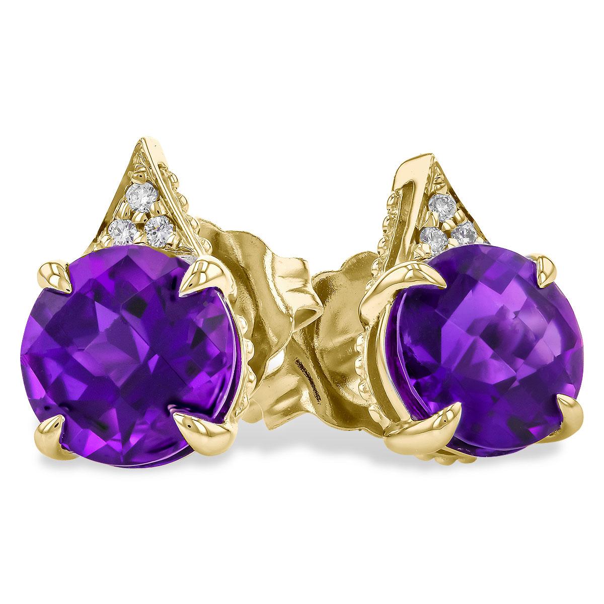 14KT Gold Amethyst Earrings