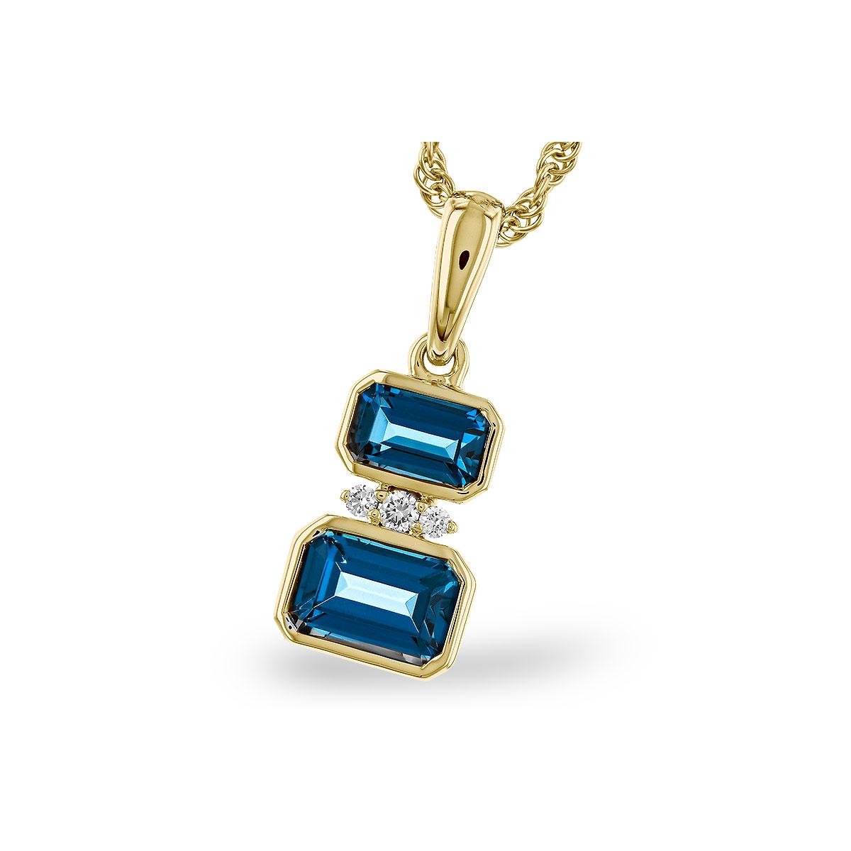 14KT Gold Blue Topaz Necklace