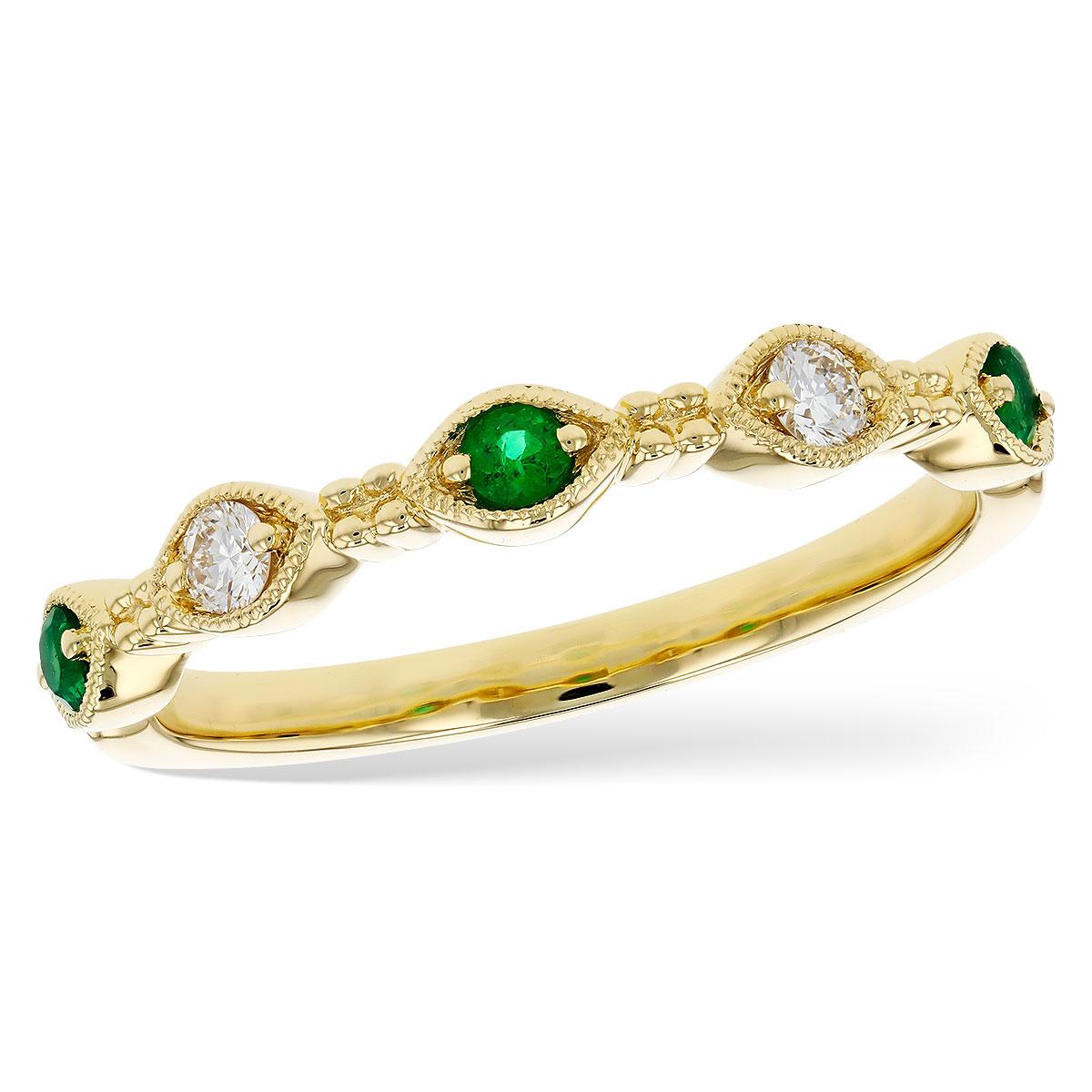 14KT Gold Ladies Emerald Wedding Ring