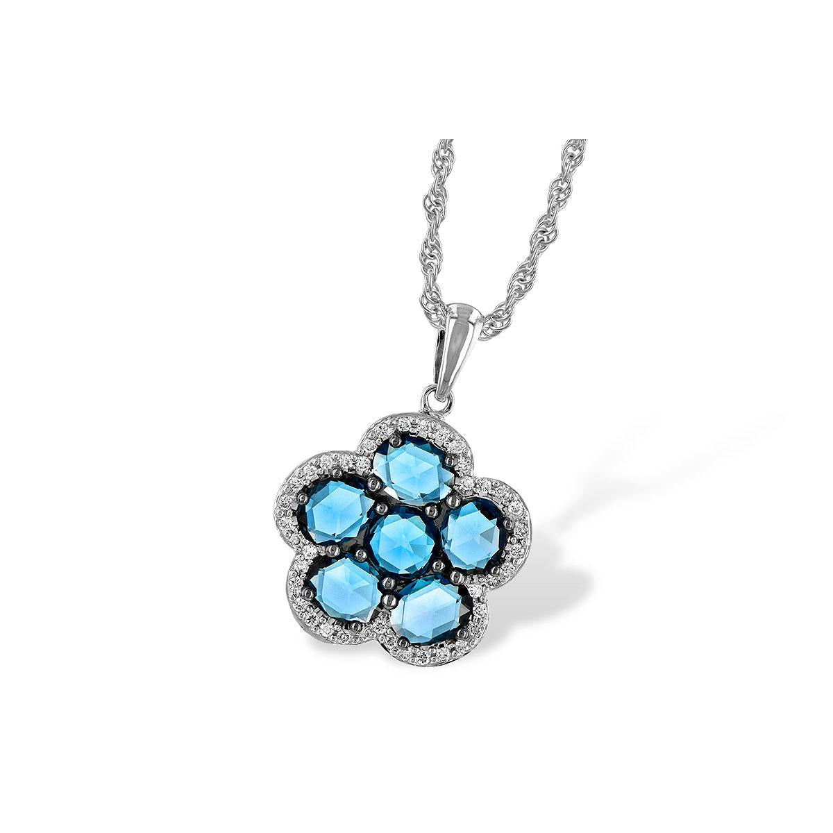14KT Gold Blue Topaz Necklace
