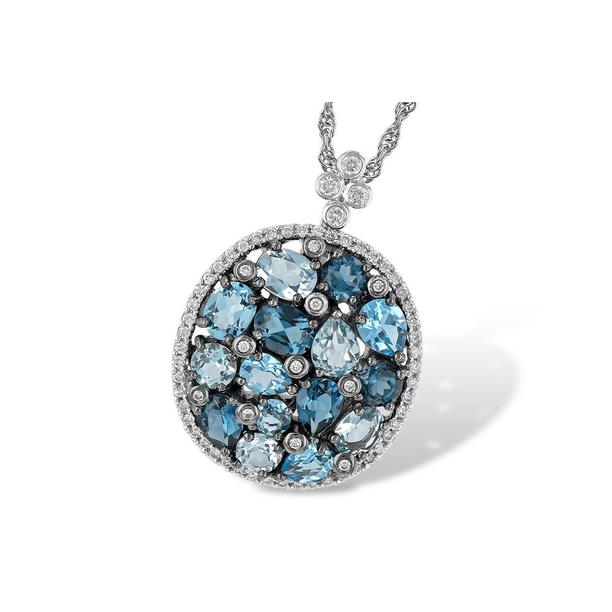 14KT Gold Blue Topaz Necklace