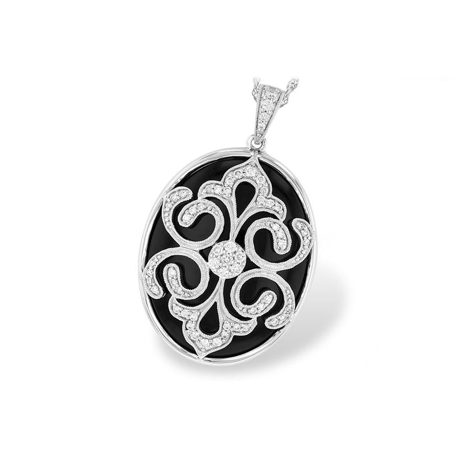 14KT Gold Onyx & Diamond Necklace