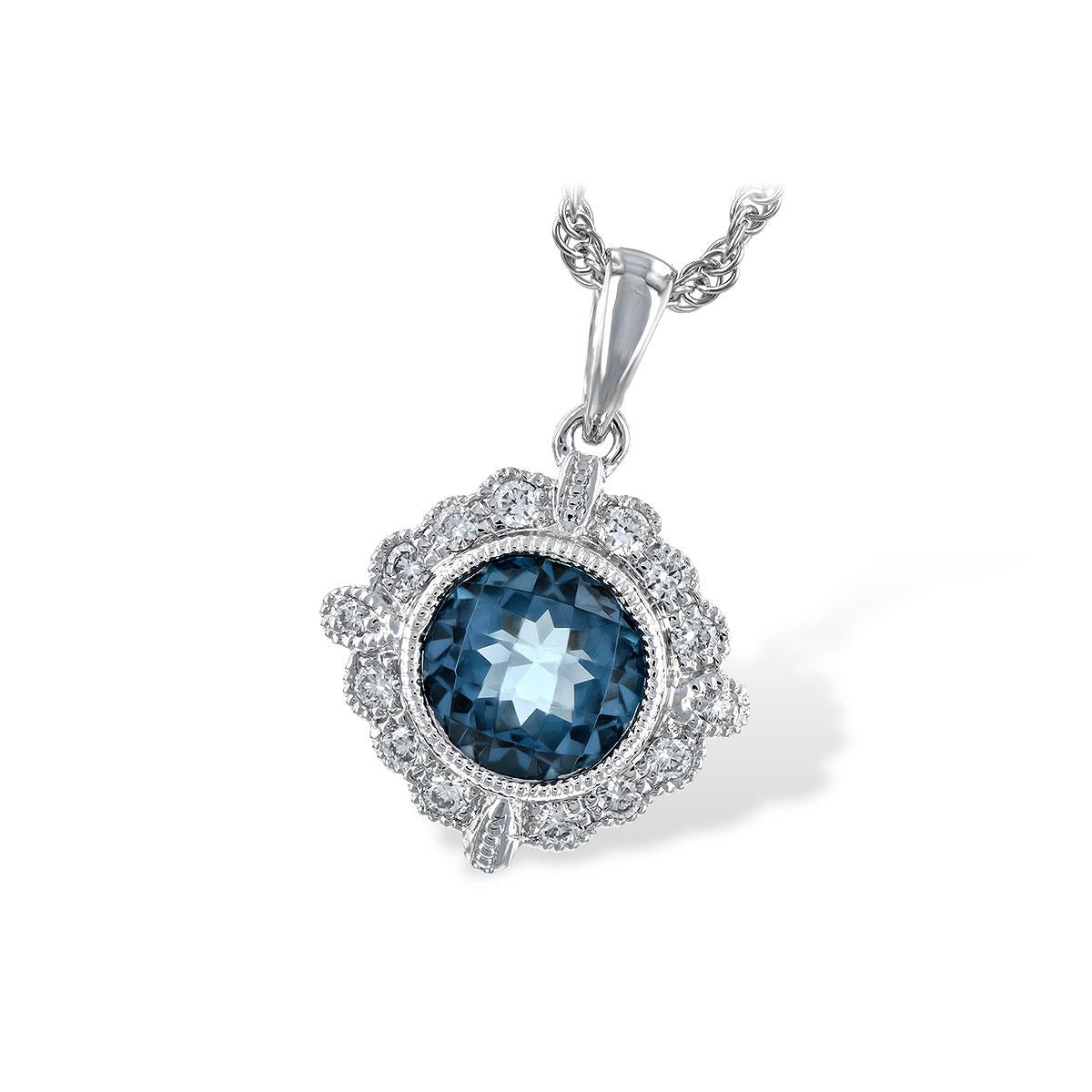 14KT Gold Blue Topaz Necklace