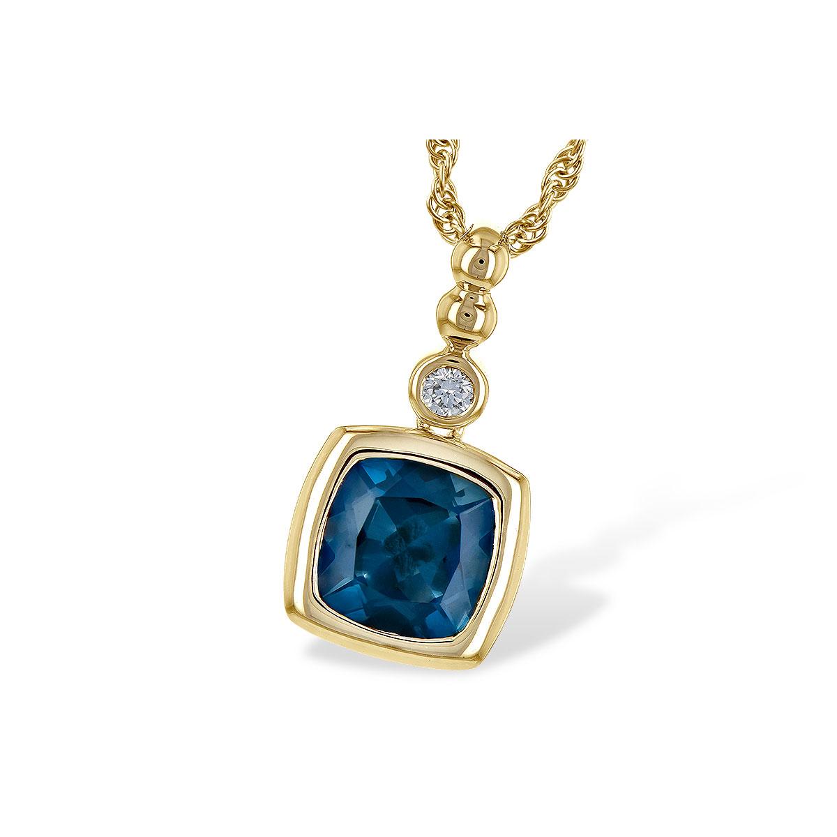 14KT Gold Blue Topaz Necklace