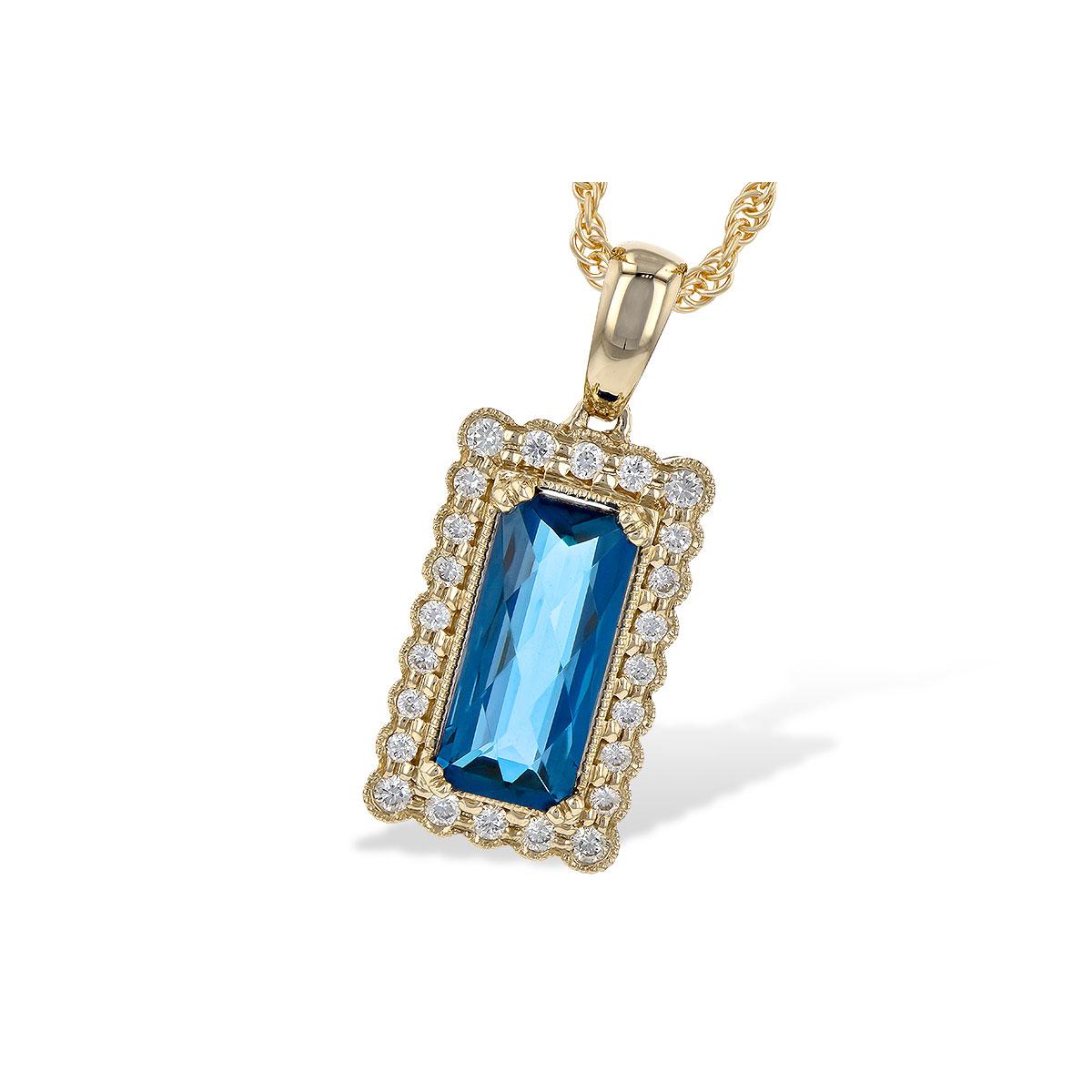 14KT Gold Blue Topaz Necklace