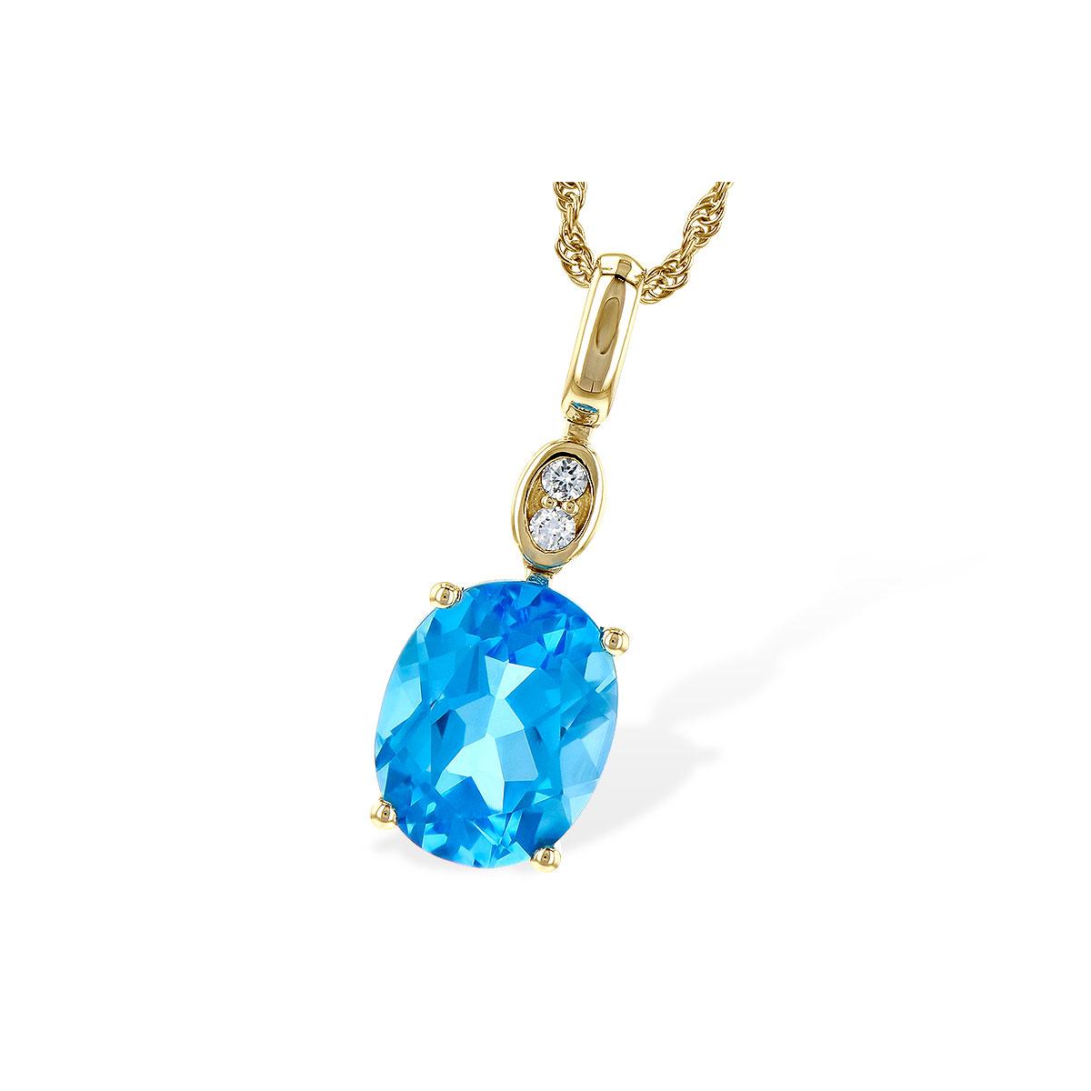 14KT Gold Blue Topaz Necklace