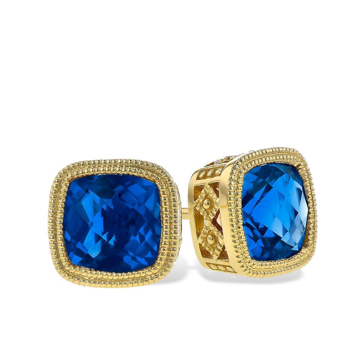 14KT Gold Blue Topaz Earrings