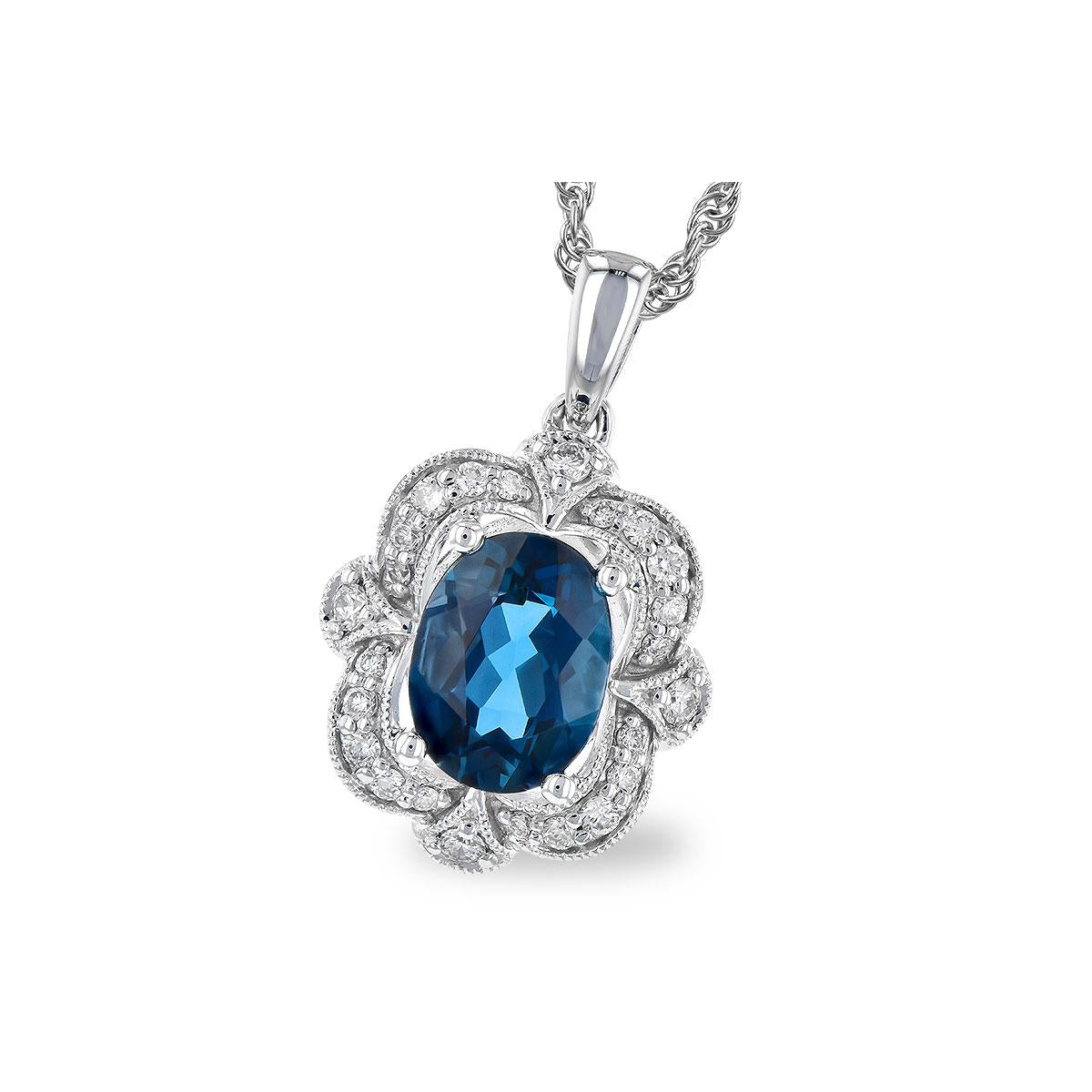 14KT Gold Blue Topaz Necklace