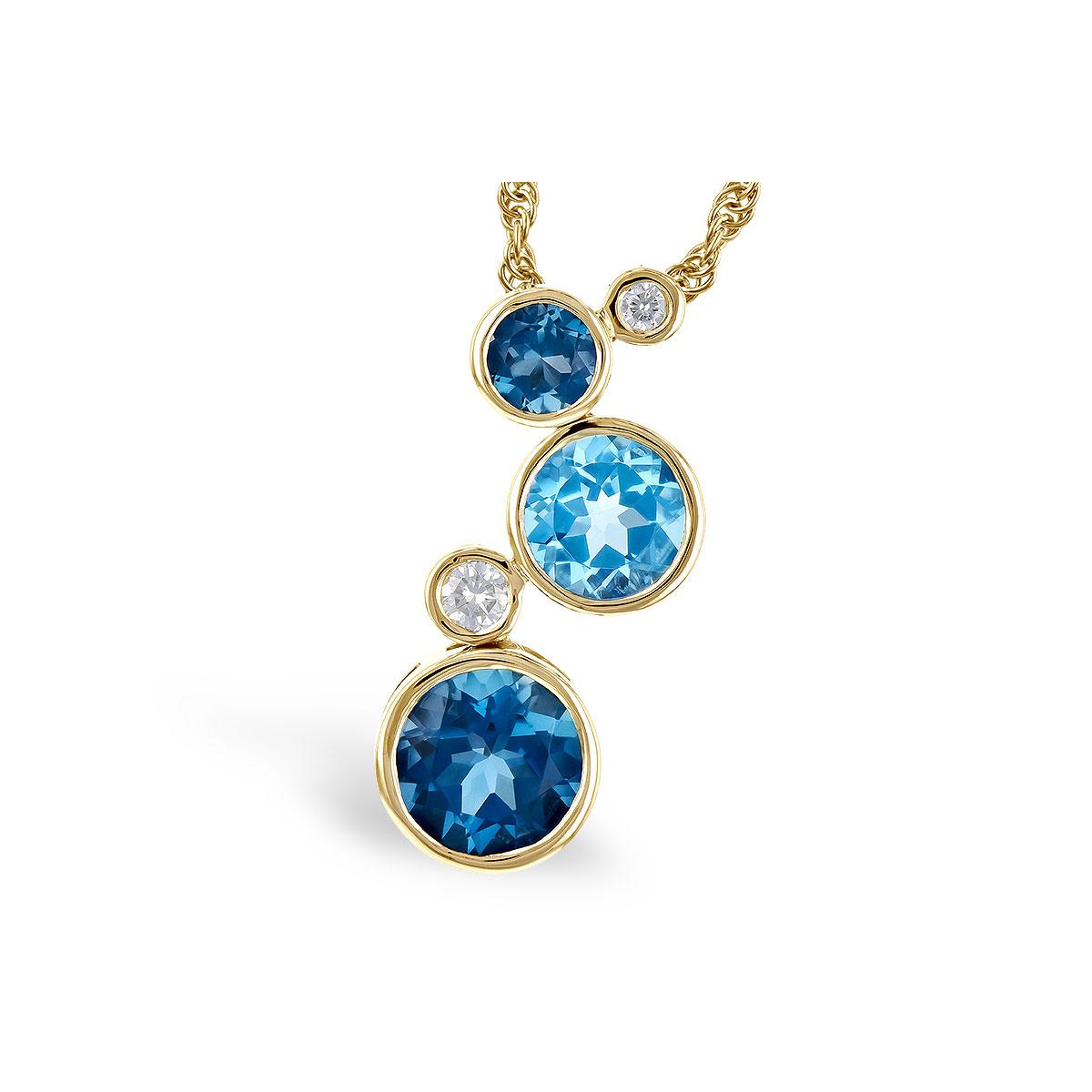 14KT Gold Blue Topaz Necklace