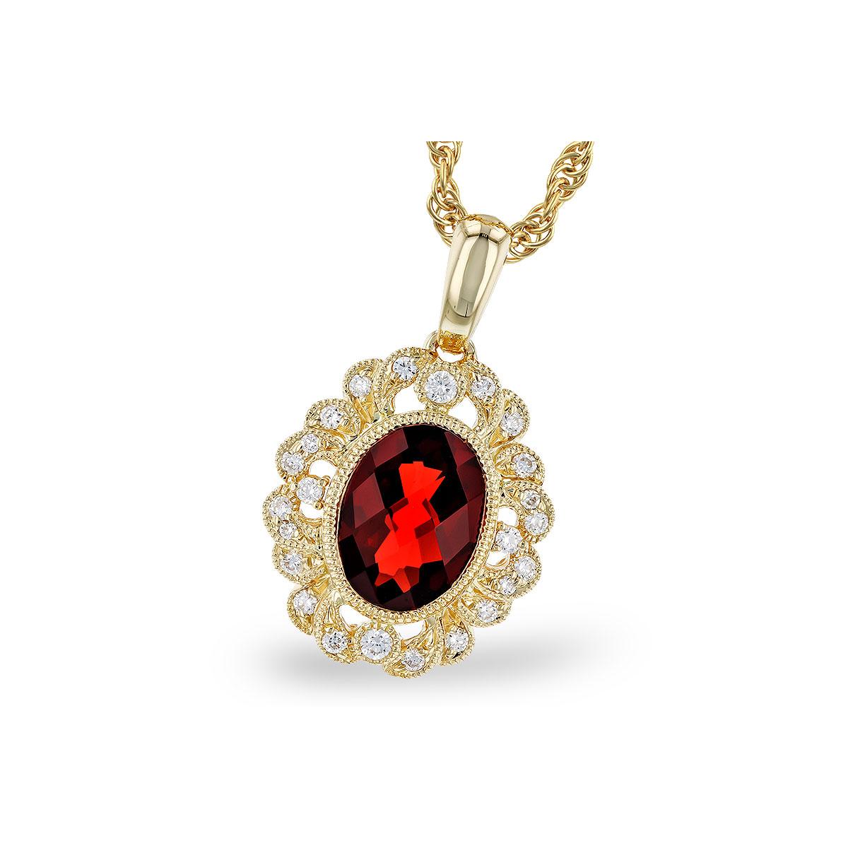 14KT Gold Garnet Necklace