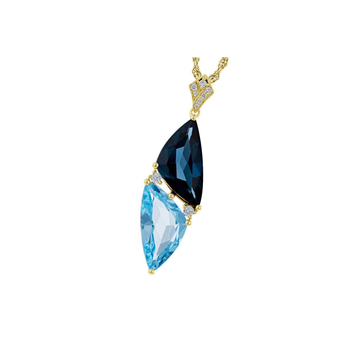 14KT Gold Blue Topaz Necklace