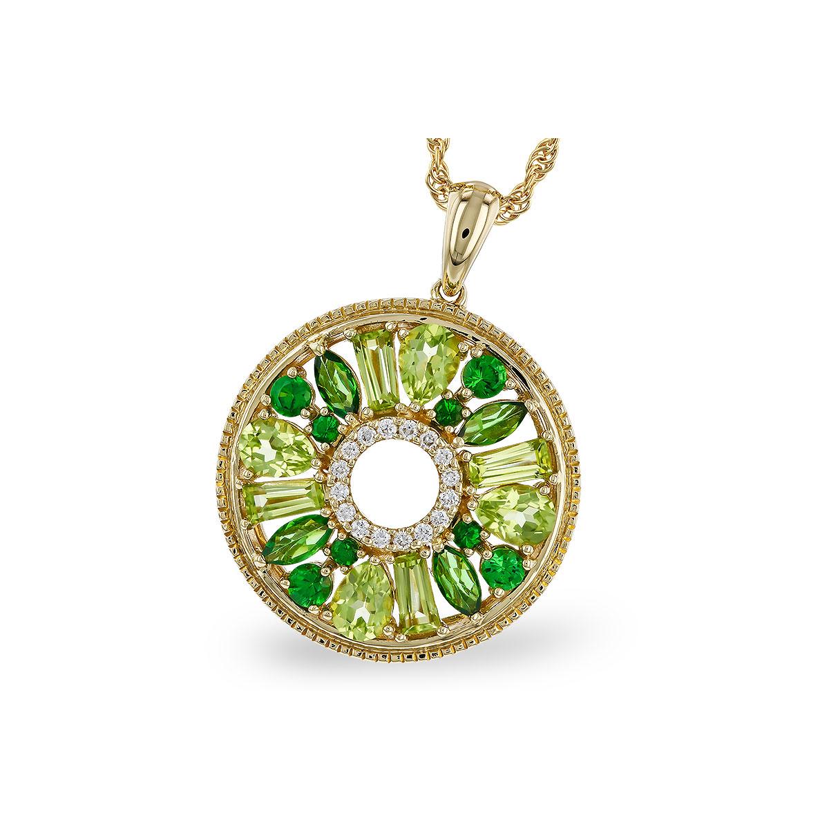 14KT Gold Peridot & Green Garnet Necklace