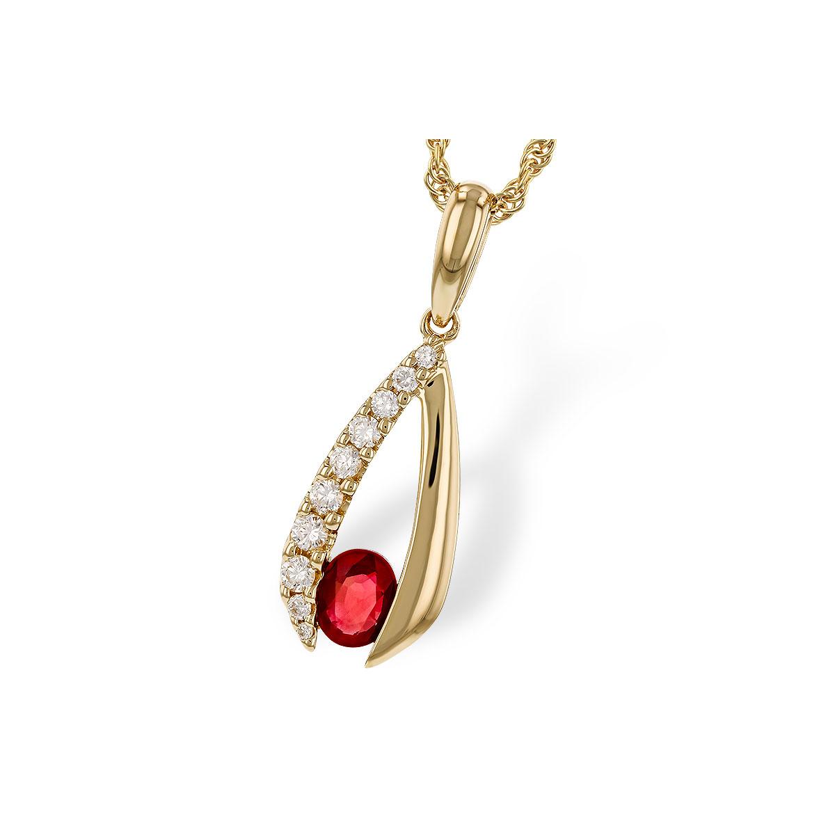 14KT Gold Ruby Necklace