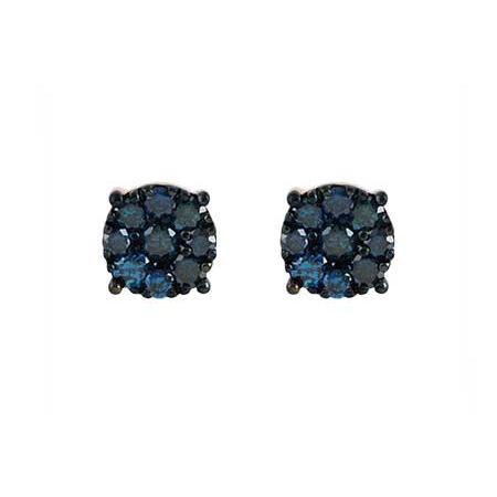 14KT Gold Blue Diamond Earrings