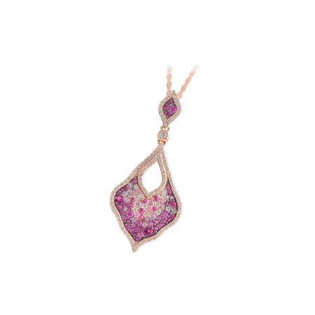 14KT Gold Pink Sapphire Necklace