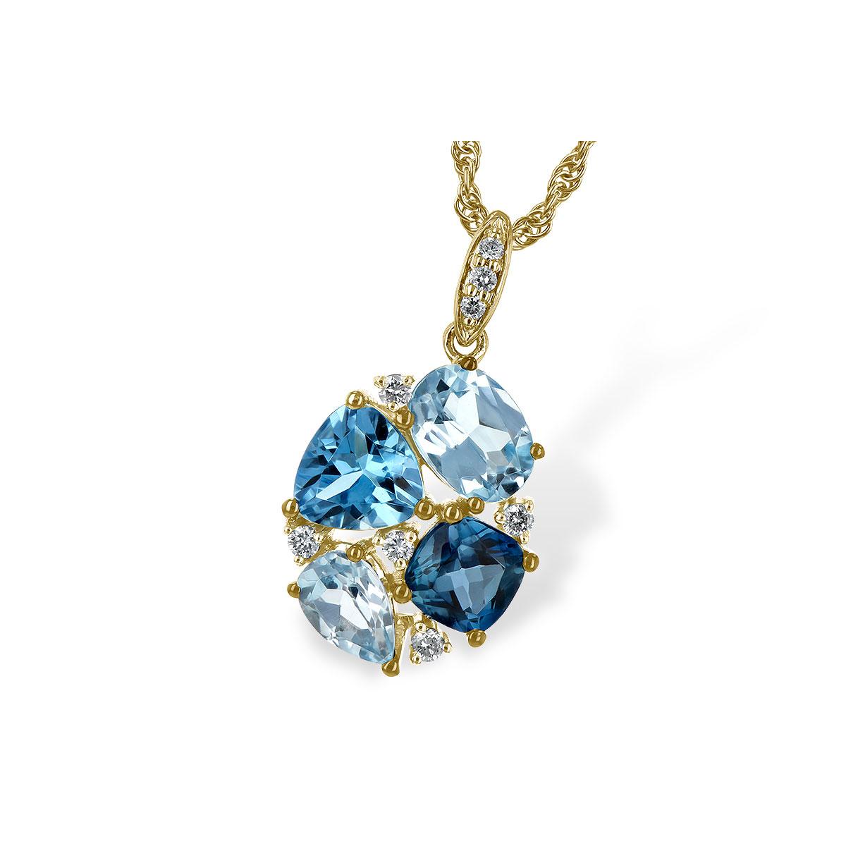 14KT Gold Blue Topaz Necklace