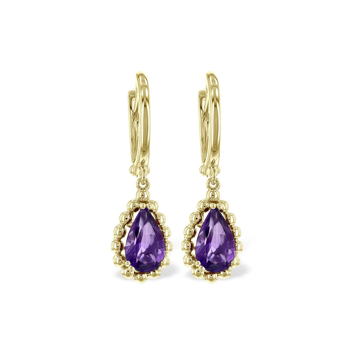 14KT Gold Amethyst Earrings