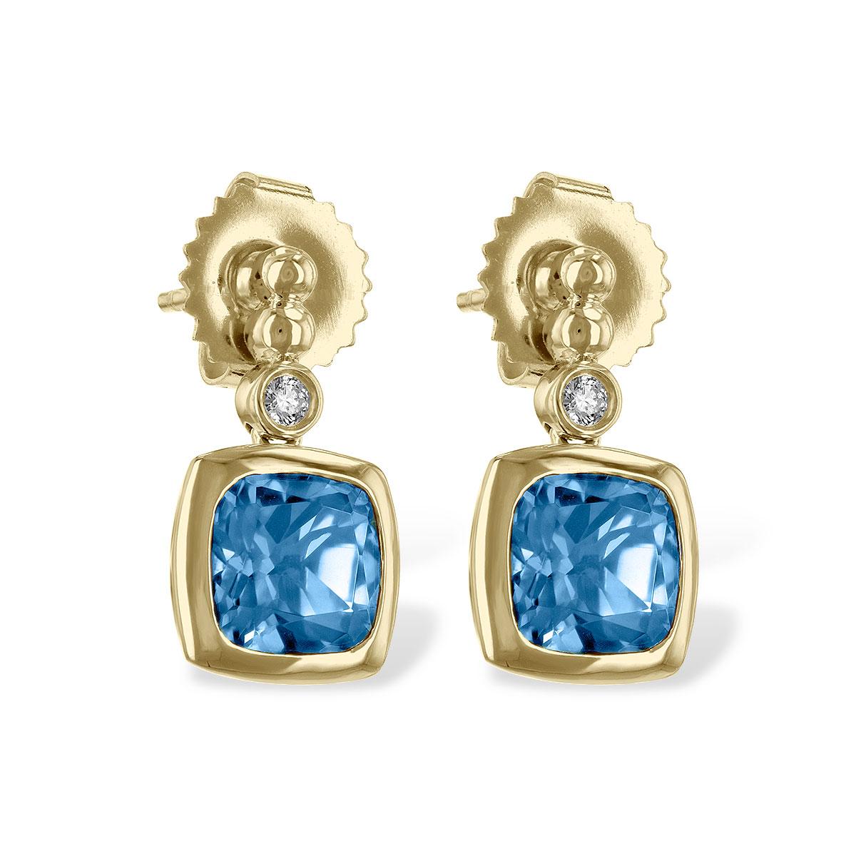 14KT Gold Blue Topaz Earrings