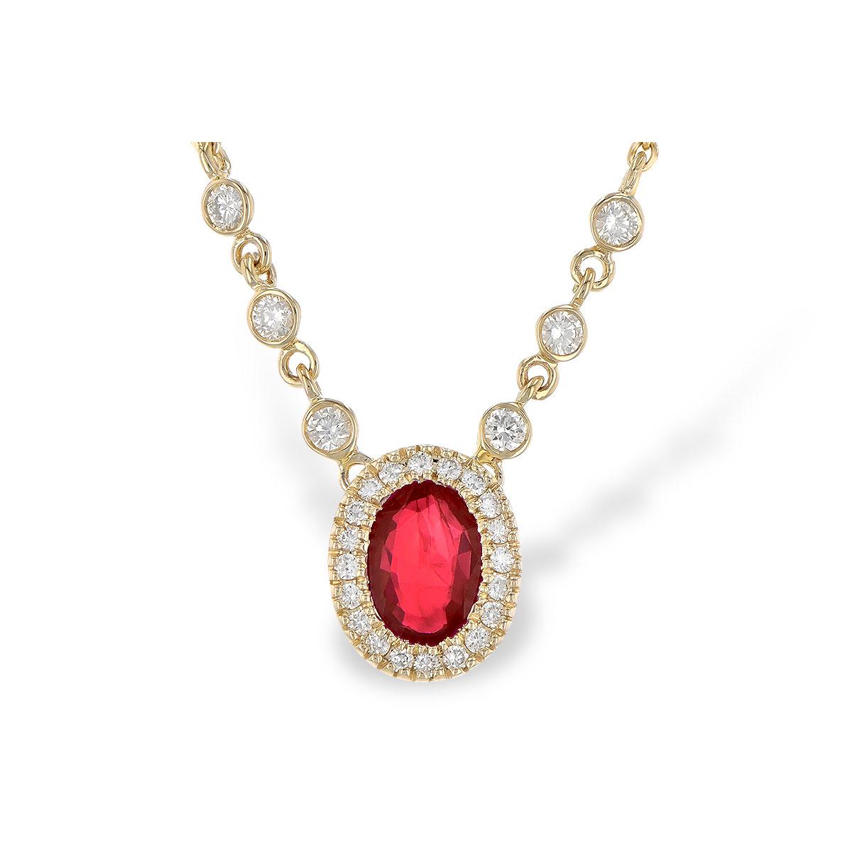 14KT Gold Ruby Necklace