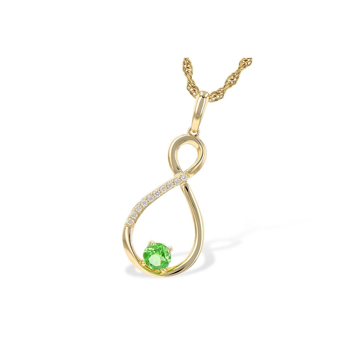 14KT Gold Green Garnet Necklace