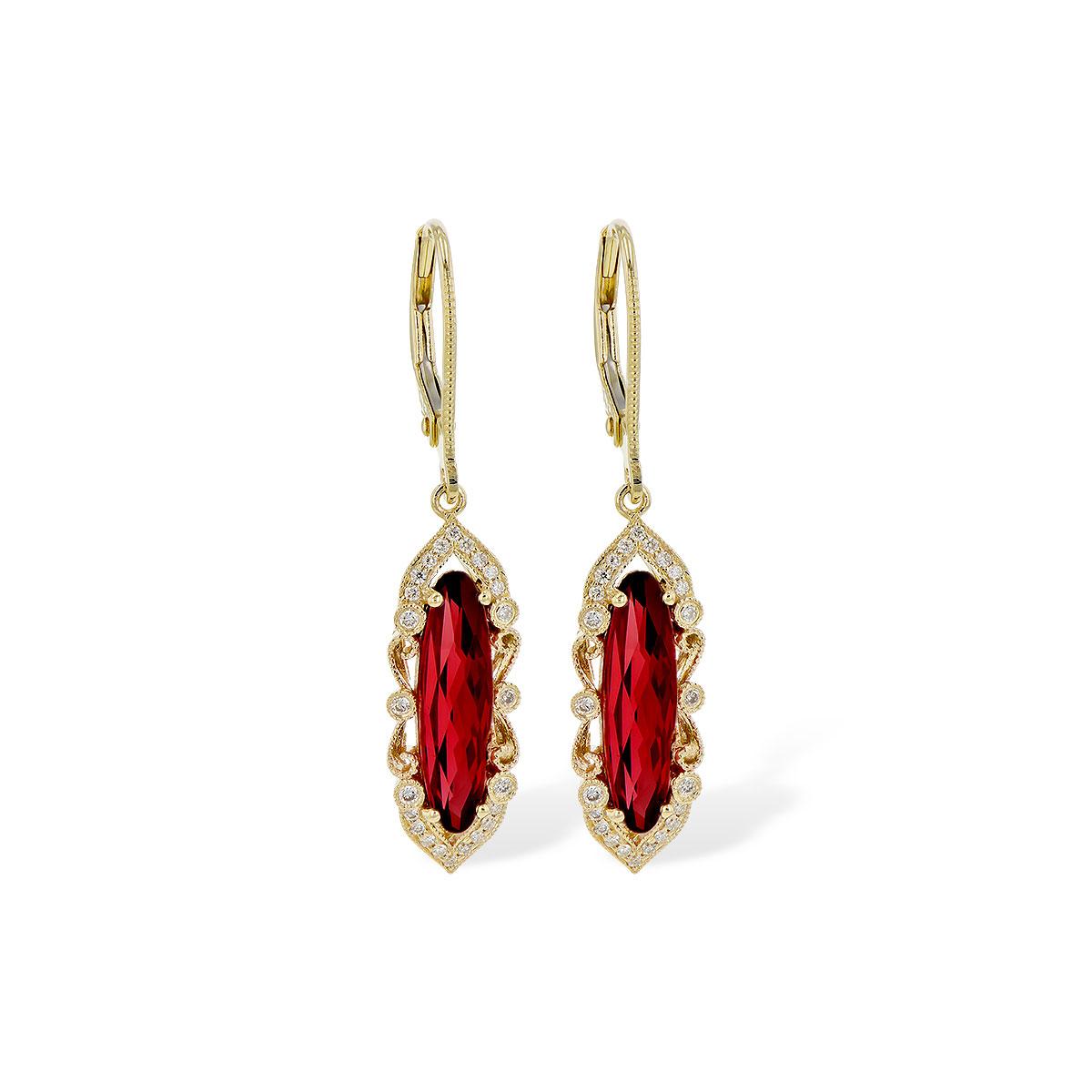 14KT Gold Garnet Earrings