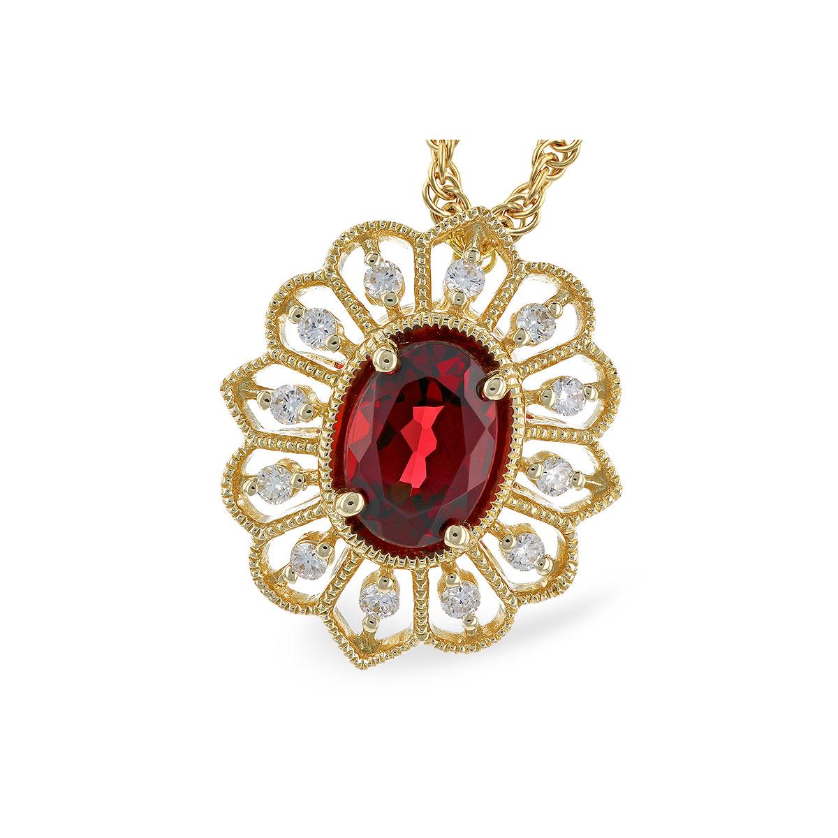 14KT Gold Garnet Necklace