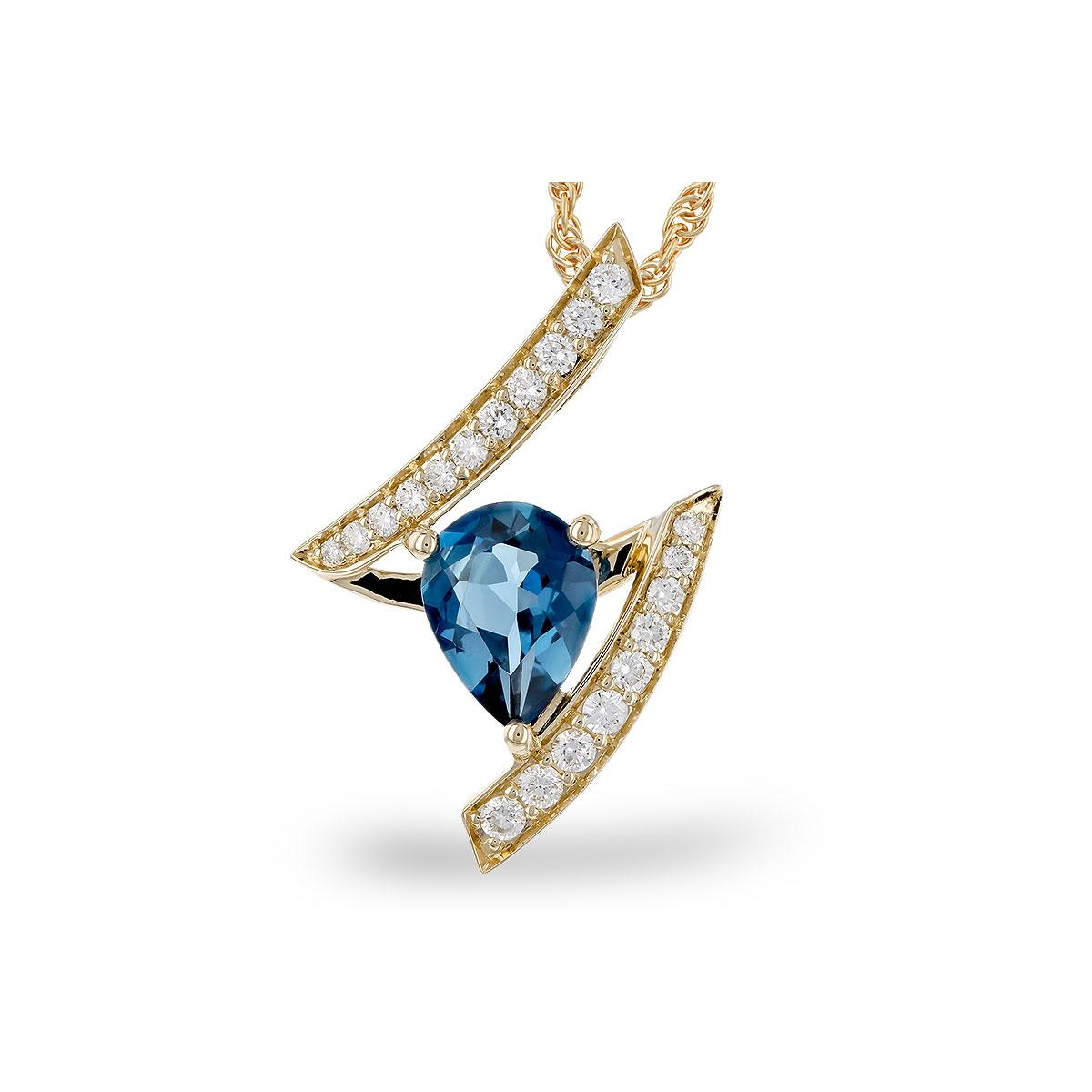 14KT Gold Blue Topaz Necklace