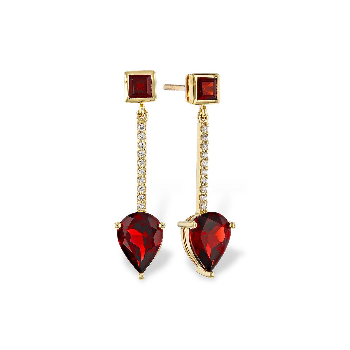 14KT Gold Garnet Earrings