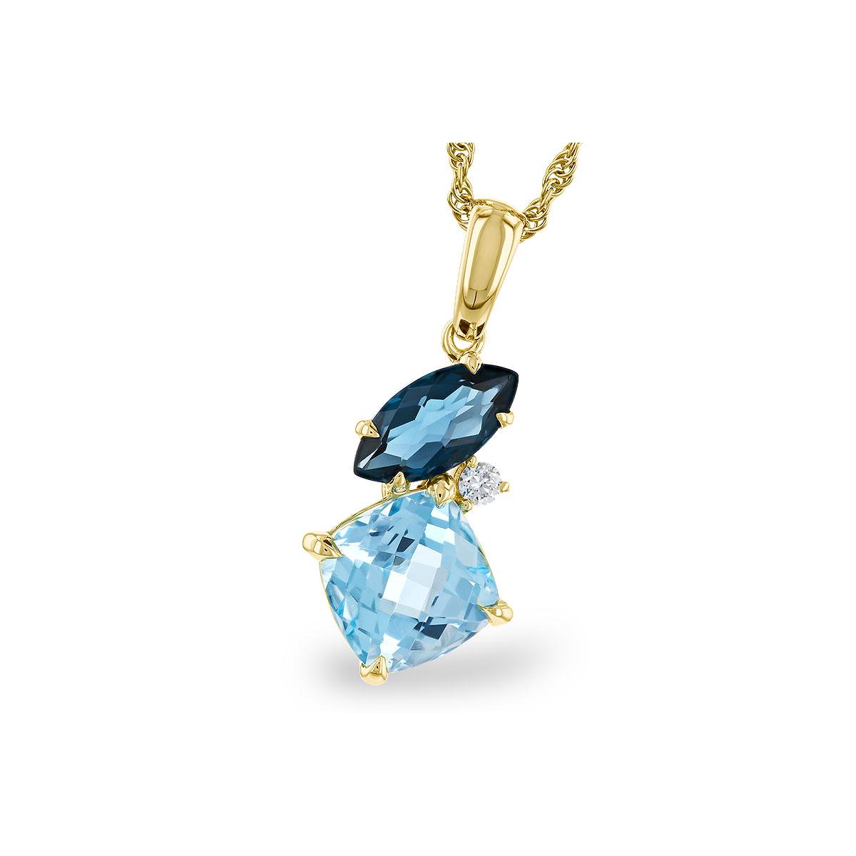 14KT Gold Blue Topaz Necklace