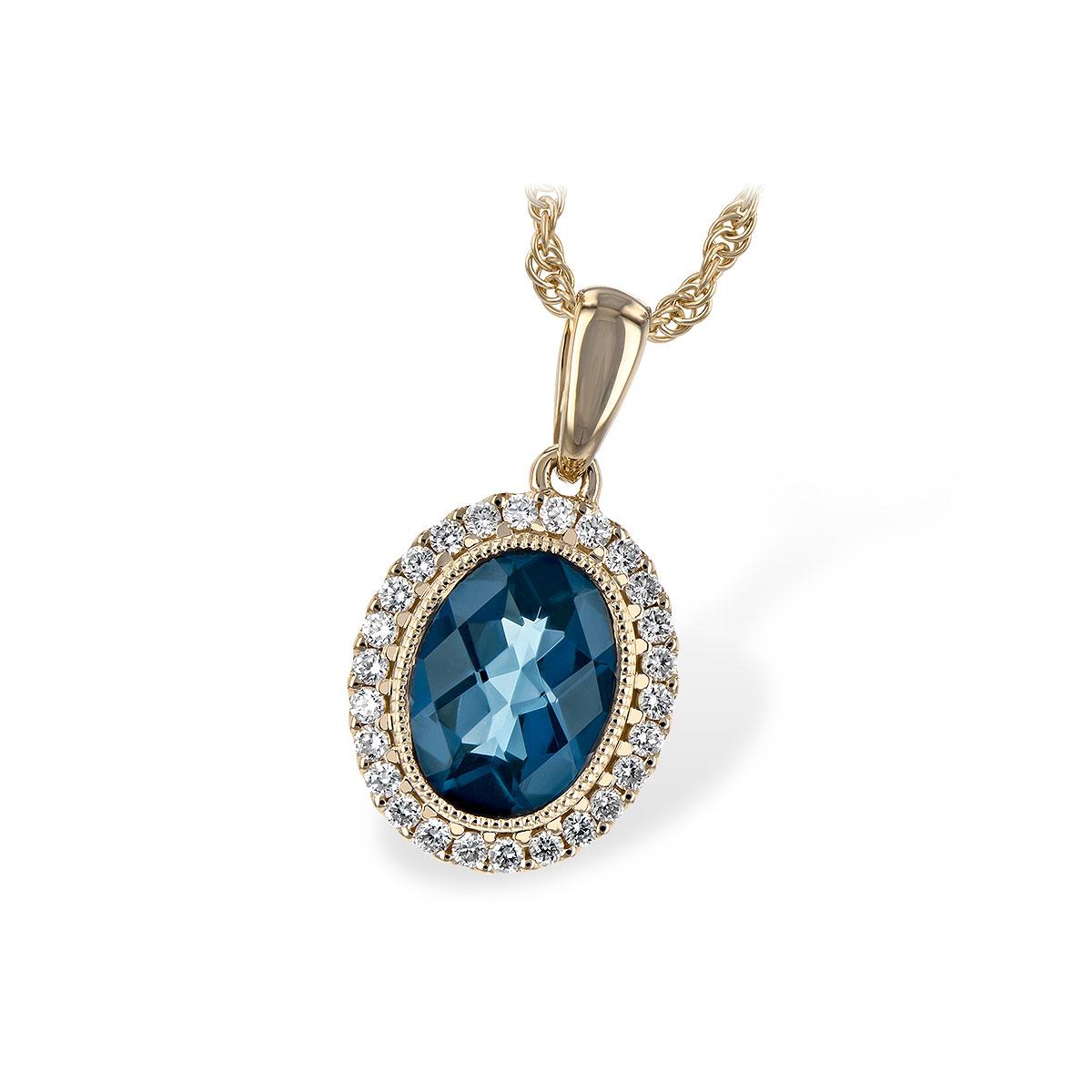 14KT Gold Blue Topaz Necklace