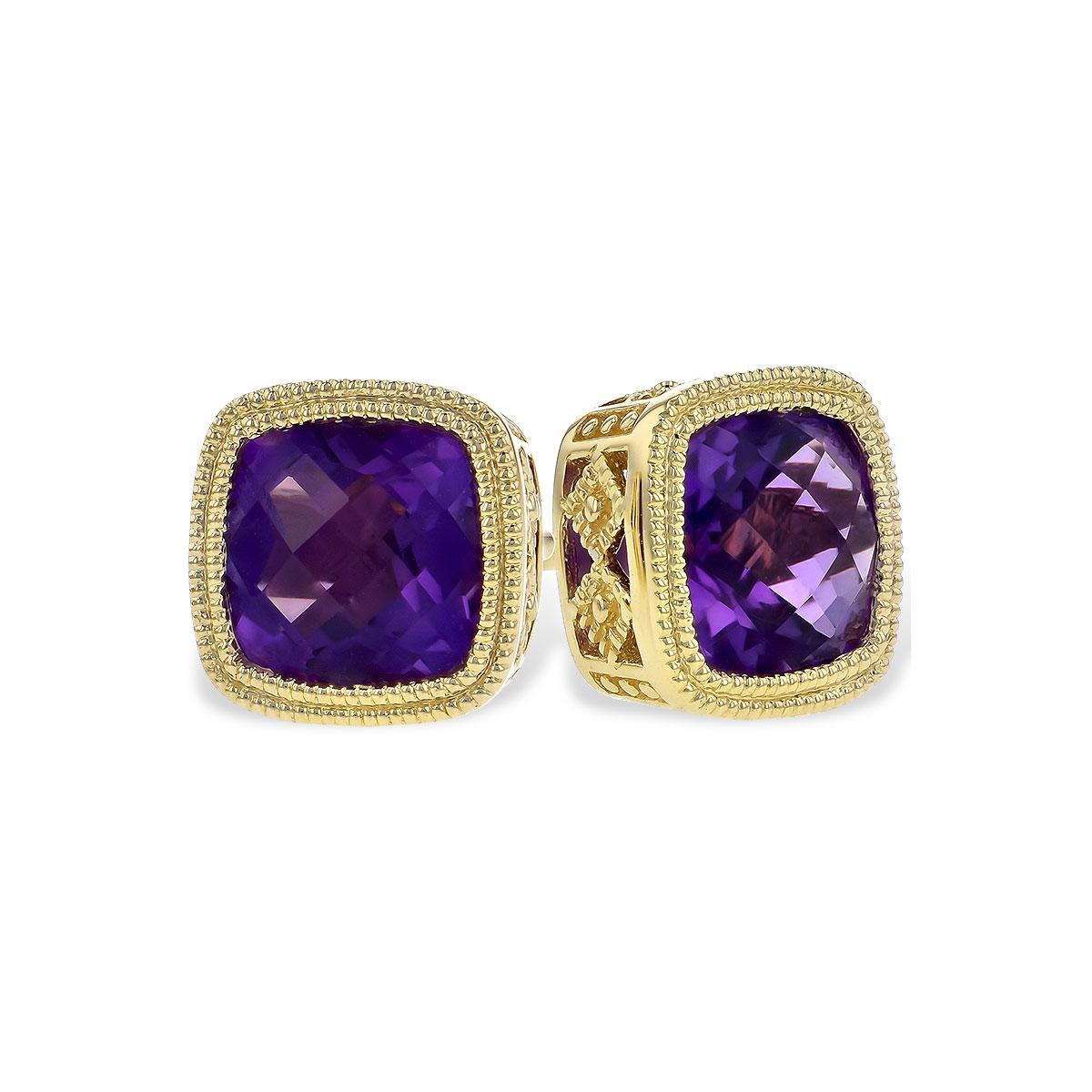 14KT Gold Amethyst Earrings