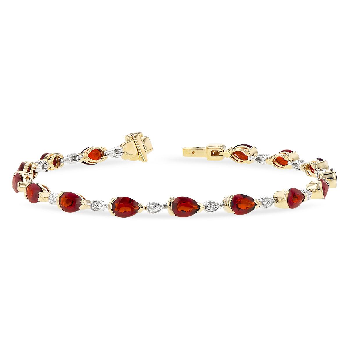 14KT Gold Garnet Bracelet