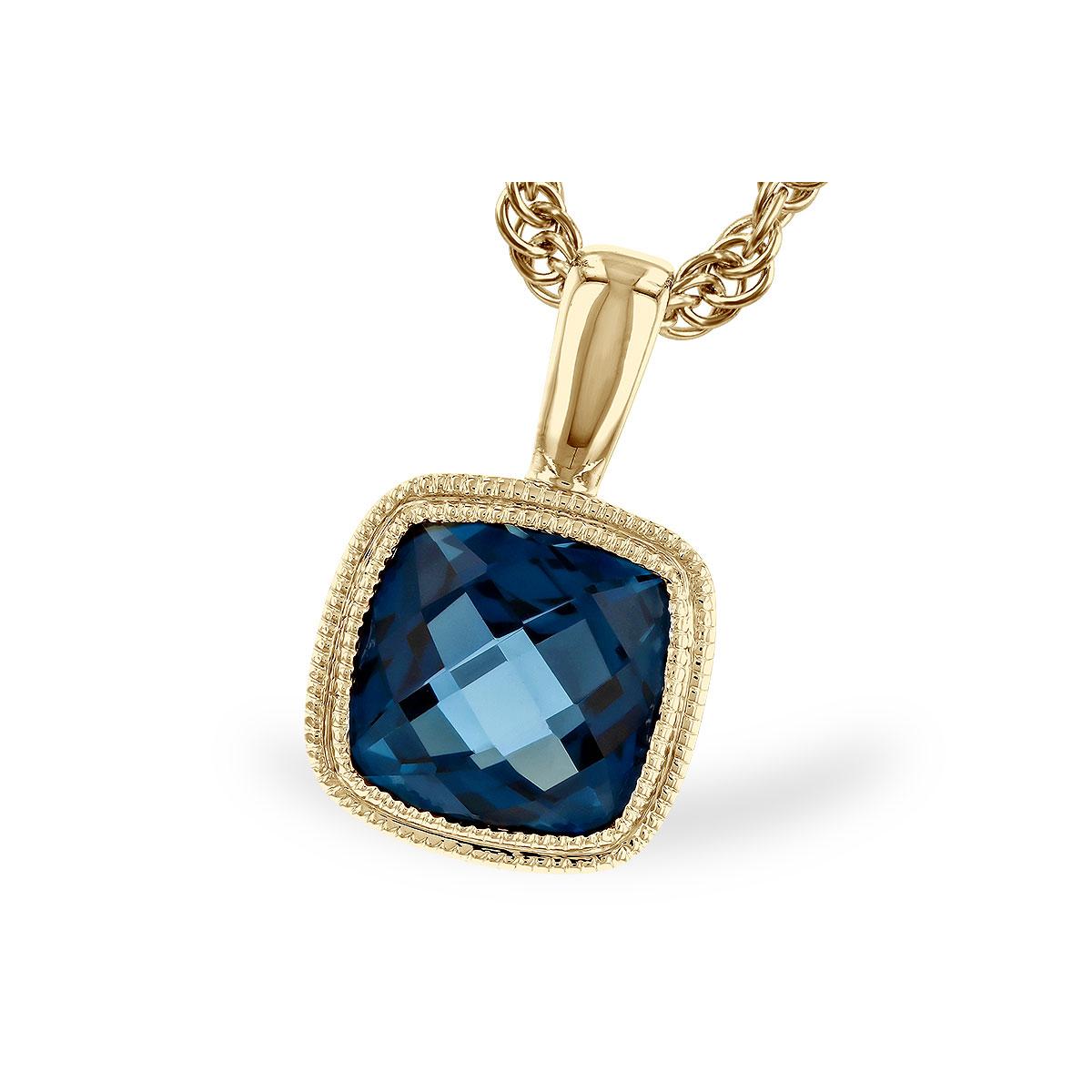 14KT Gold Blue Topaz Necklace