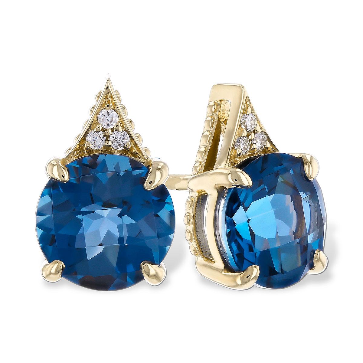 14KT Gold Blue Topaz Earrings