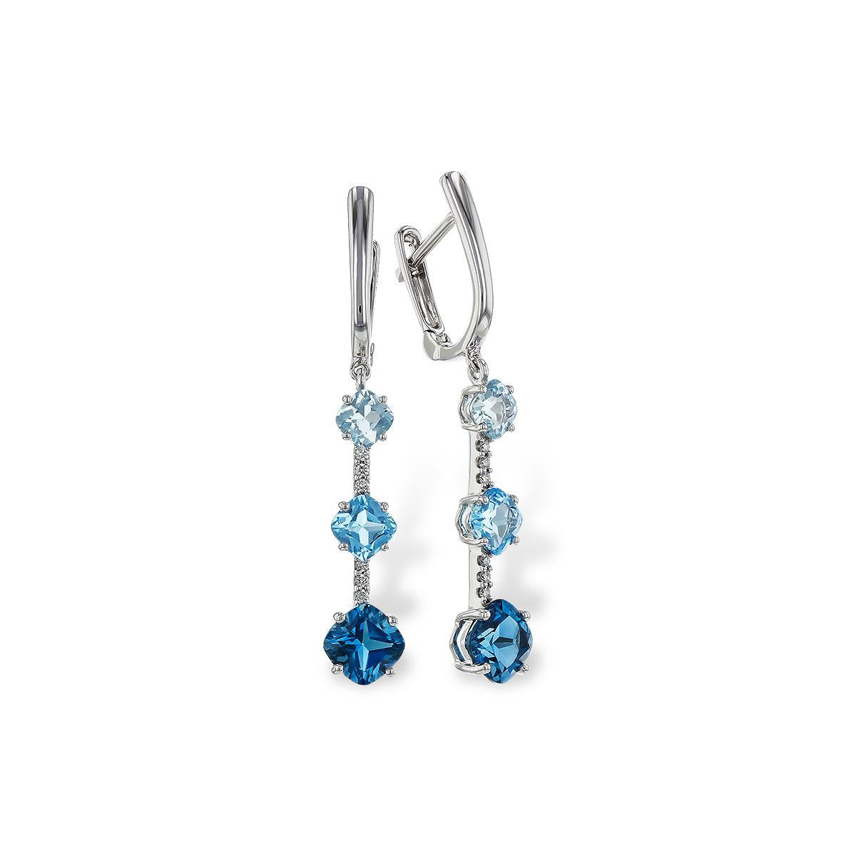 14KT Gold Blue Topaz Earrings