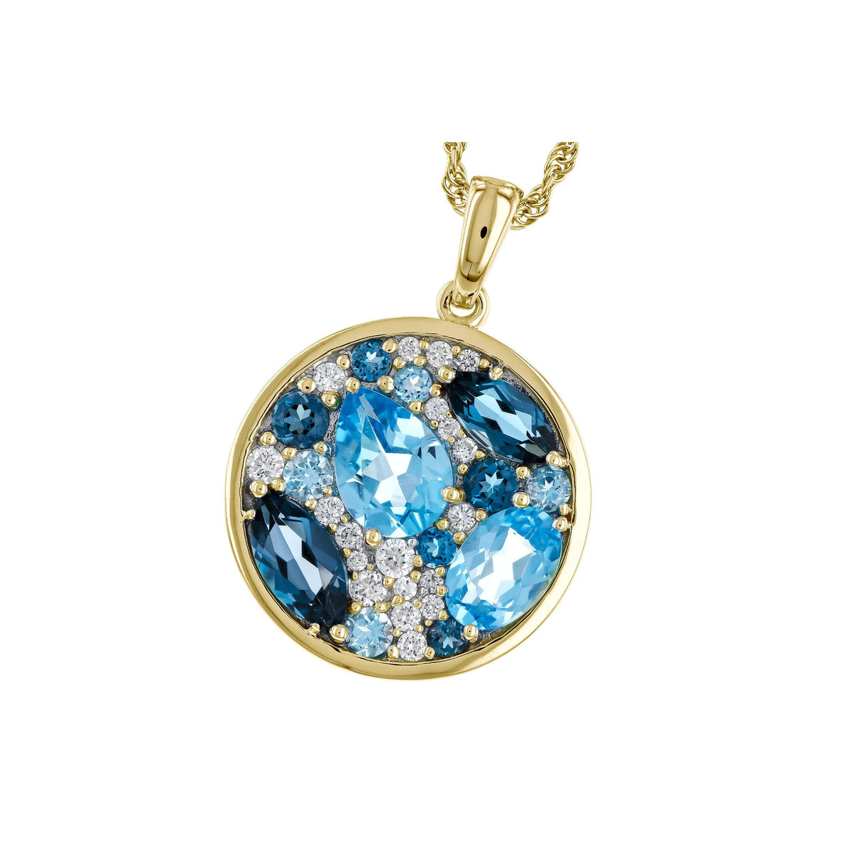 14KT Gold Blue Topaz Necklace