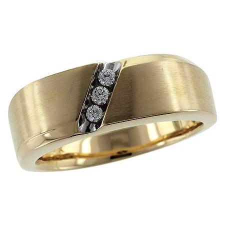 14KT Gold Mens Diamond Wedding Ring