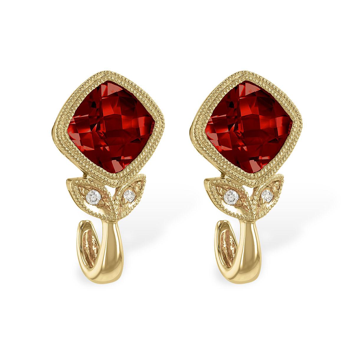 14KT Gold Garnet Earrings