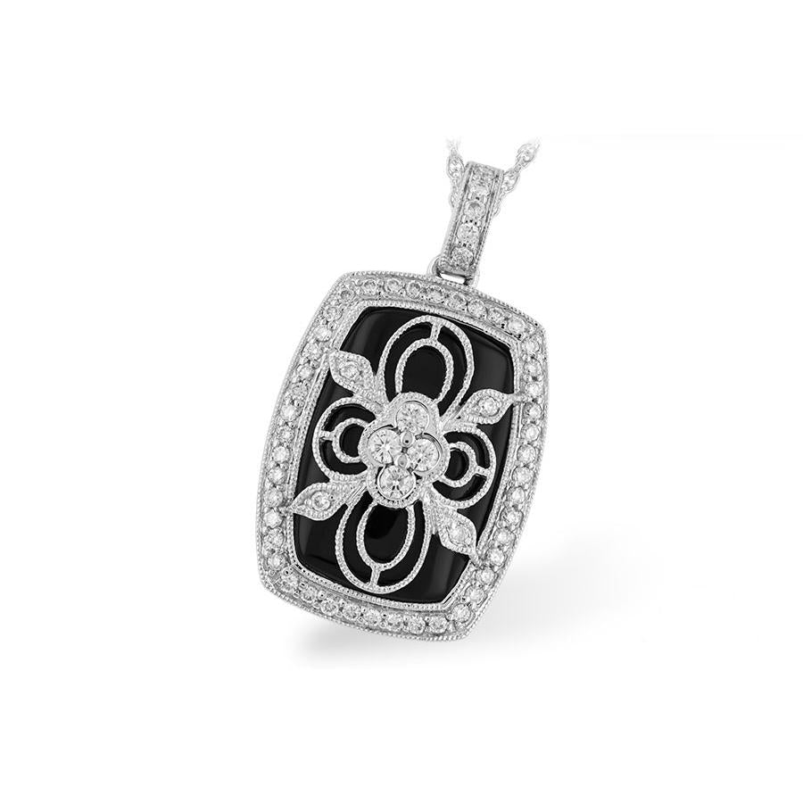14KT Gold Onyx & Diamond Necklace