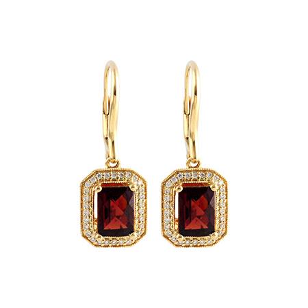 14KT Gold Garnet Earrings