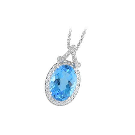 14KT Gold Blue Topaz Necklace