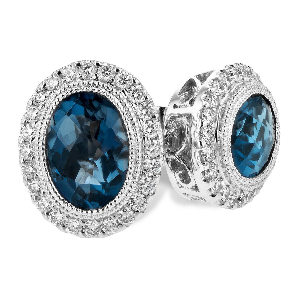 14KT Gold Blue Topaz Earrings