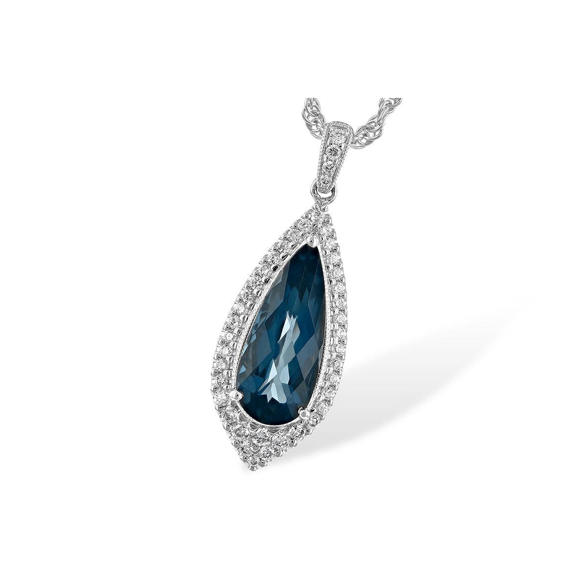 14KT Gold Blue Topaz Necklace