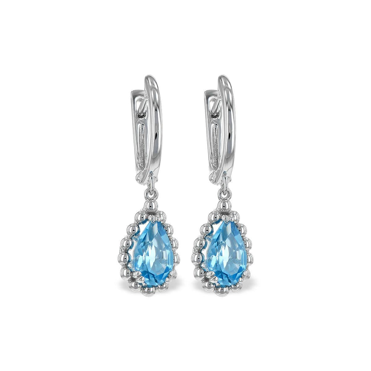 14KT Gold Blue Topaz Earrings