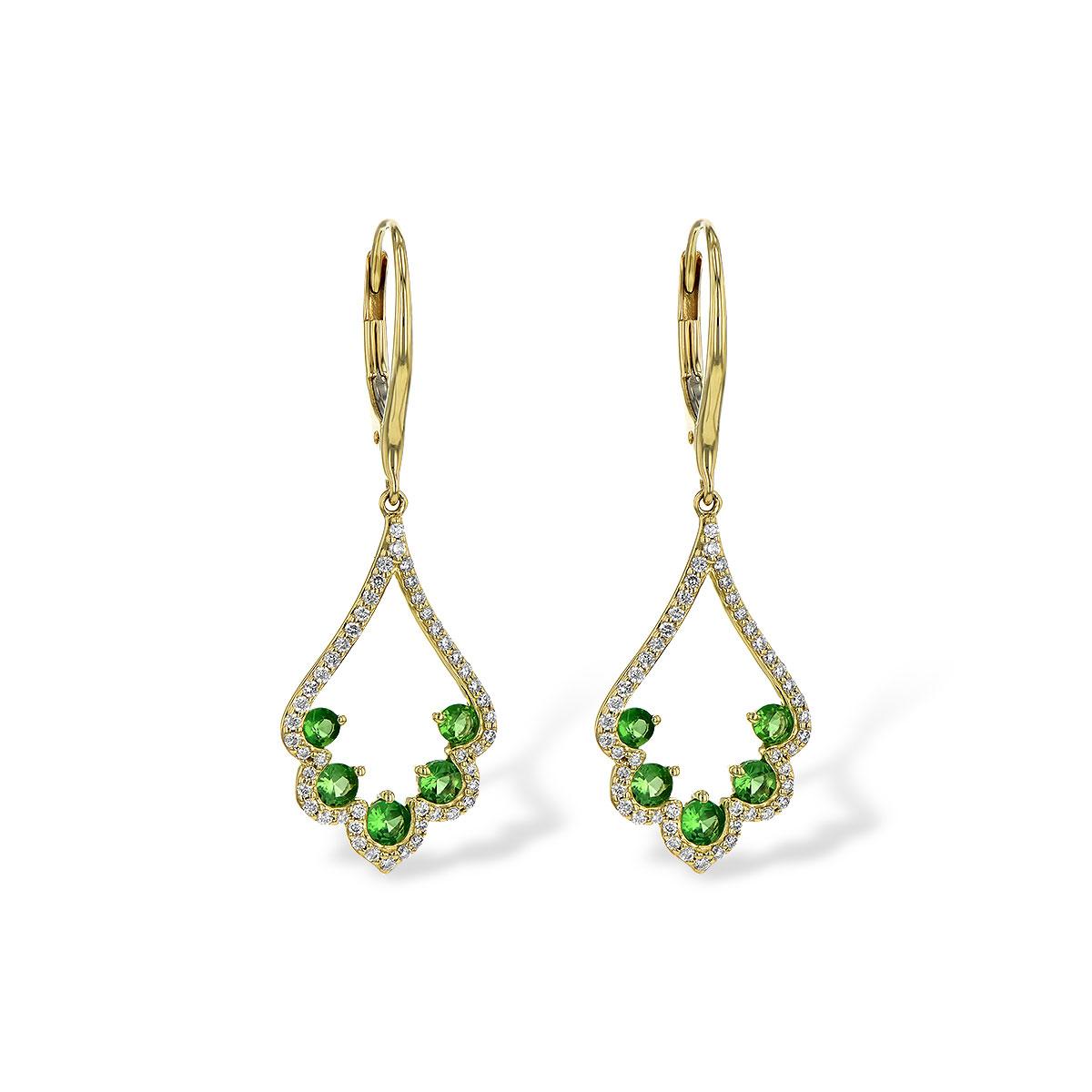 14KT Gold Green Garnet Earrings