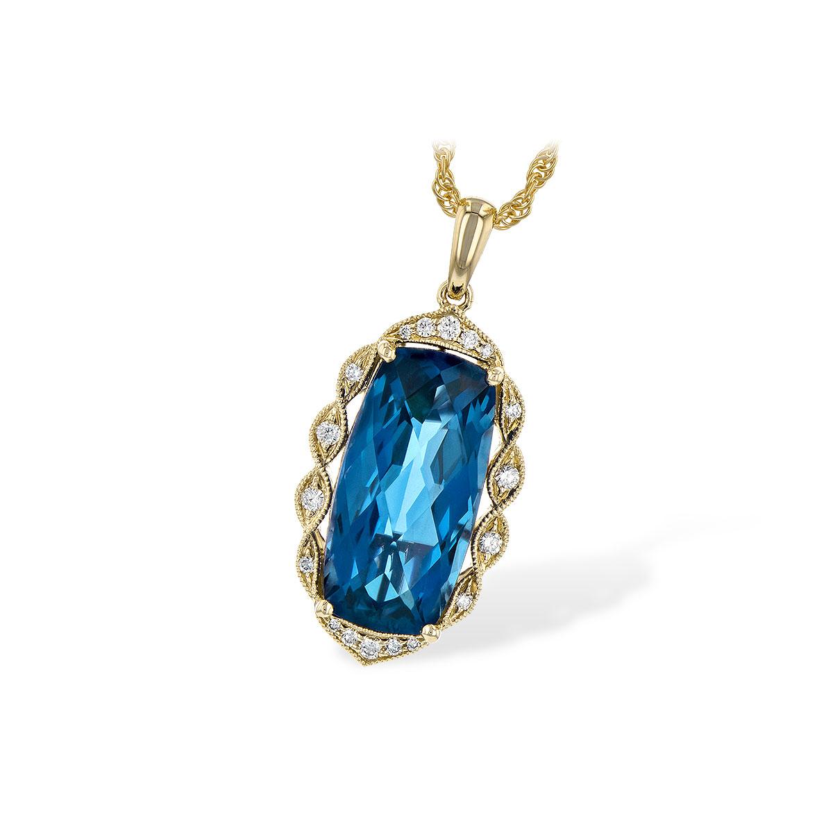 14KT Gold Blue Topaz Necklace