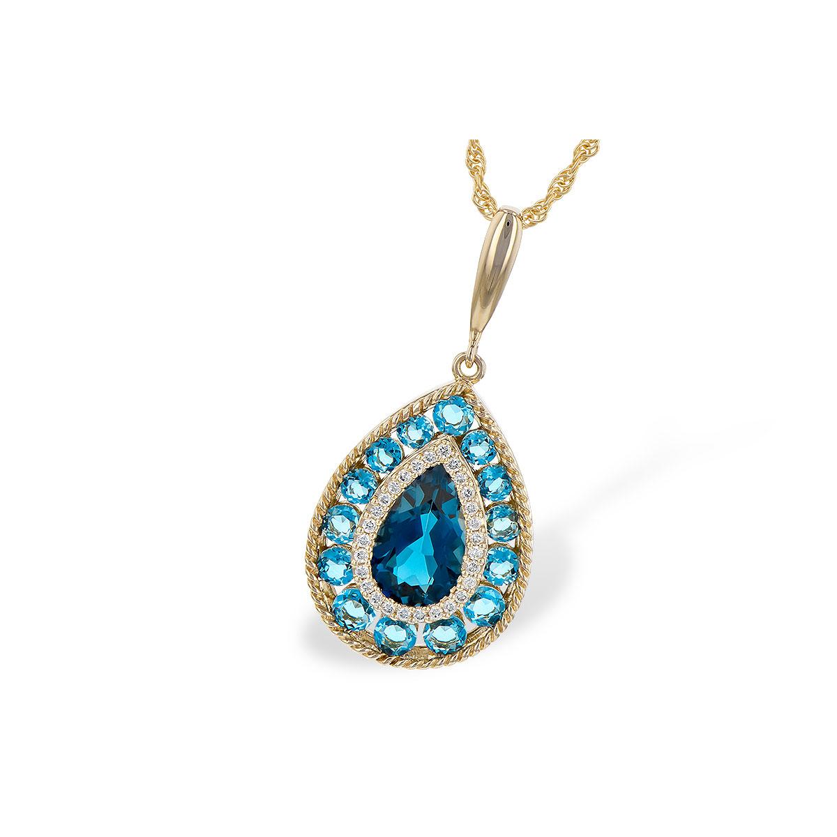 14KT Gold Blue Topaz Necklace